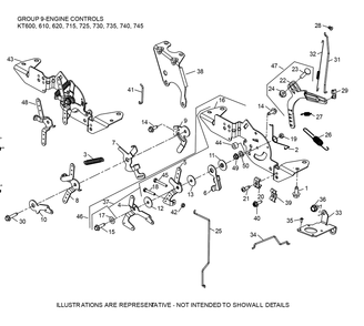 Kt745-3102 Engine Controls Diagram and Parts List for KT745-3102  Cub Cadet Lawn Tractor